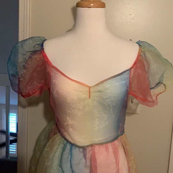 NWT Urban Outfitters Rainbow sheer dress - Picture 2 of 12